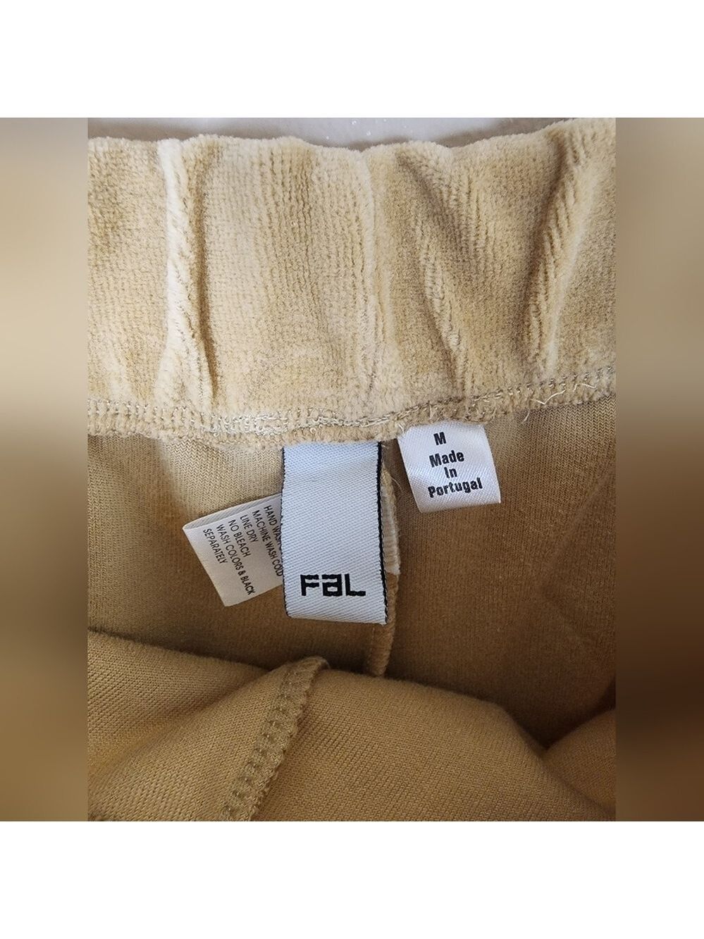 FAL Pull On Cotton Blend Velour Flare Pants Camel Tan Sz M Tall - Picture 5 of 6